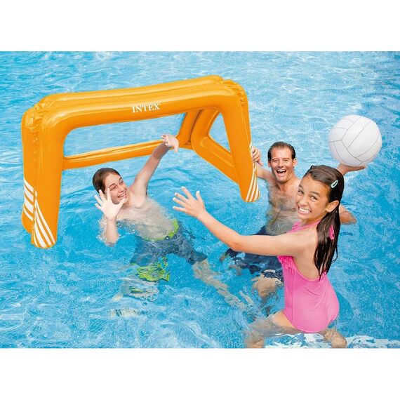 ​Poarta de fotbal gonflabila pentru piscina Intex, material PVC, minge gonflabila, plasa, 140 x 89 x 81 cm, portocaliu-poza 2-Dacenergy.ro