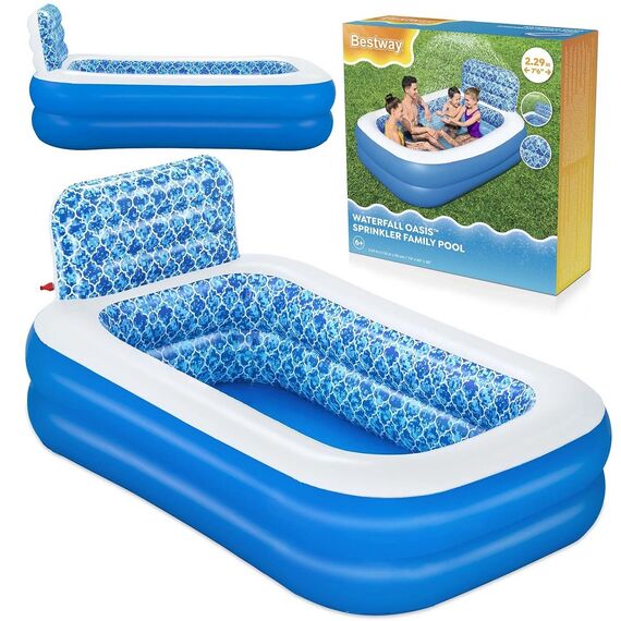 ​Piscina gonflabila Bestway, material PVC durabil cu 3 straturi, 3 inele gonflabile, 702 litri, 229 x 152 x 96 cm, albastru-poza 2-Dacenergy.ro