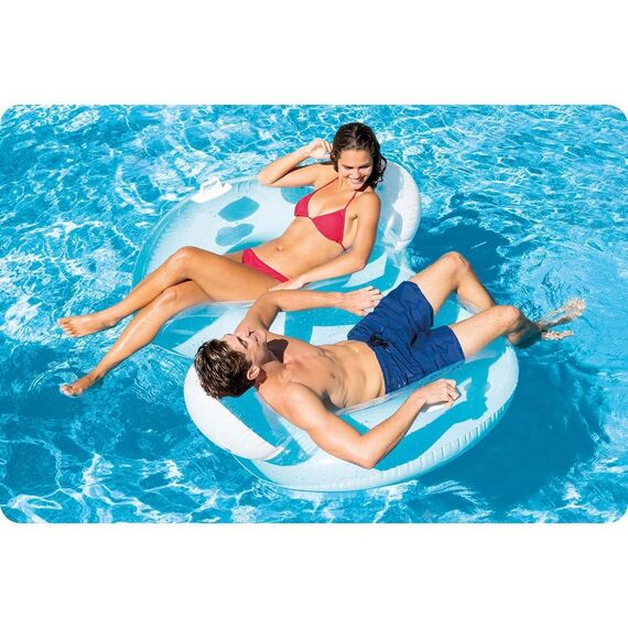 ​Colac de inot dublu Intex, material PVC, 2 manere puternice, sarcina maxima 160 kg, 198 x 117 cm, albastru si alb-poza 3-Dacenergy.ro