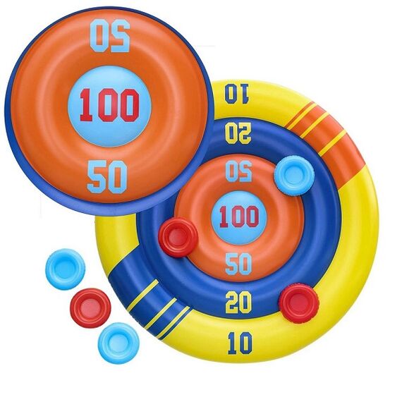 ​Joc de biliard pentru piscina Bestway, material PVC, cerc gonflabil, 6 frisbee colorate, diametru 140 cm, colorate-poza 3-Dacenergy.ro