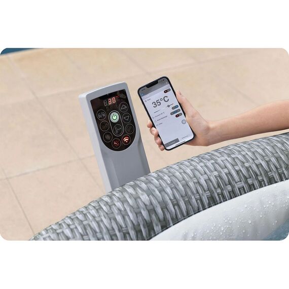 ​Piscina gonflabila, jacuzzi, Lay-Z Bali, pompa de filtrare incorporata, filtru pompa tip VI, prelata, 6 persoane, apa incalzita la 40°, sistem AirJet™, panou de control, aplicatie, 980 litri, 196 x 71 cm-poza 4-Dacenergy.ro
