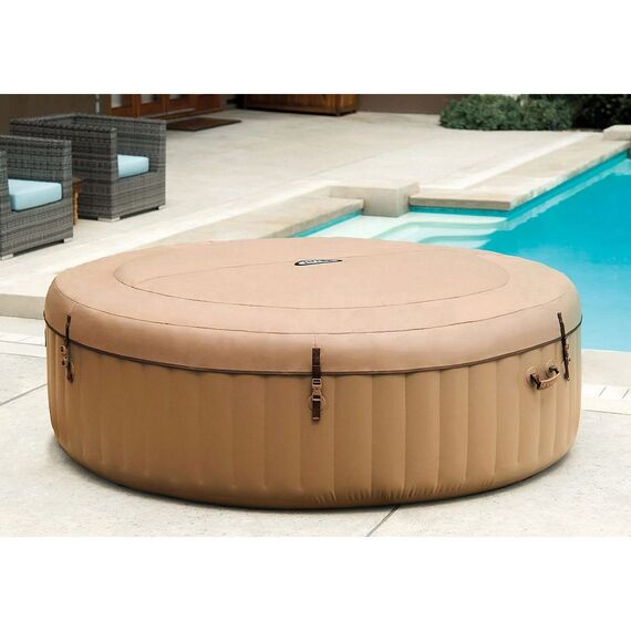 ​Piscina gonflabila cu hidromasaj Intex, pompa de filtrare incorporata, 2 tetiere, 6 persoane, panou de control electronic, apa incalzita pana la 40°, kit de curatare SPA, 1098 litri, 216 x 71 cm, crem-poza 4-Dacenergy.ro