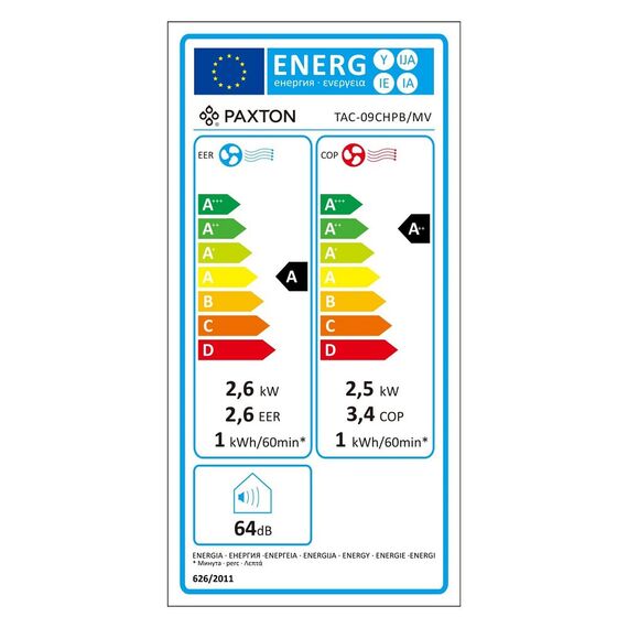 ​Aparat aer conditionat portabil Paxton, dezumidificare, mod auto, jaluzele automate, functie incalzire, A/A++, 9000 BTU, 358 x 419 x 688 mm, 220 - 240 V, alb-poza 6-Dacenergy.ro