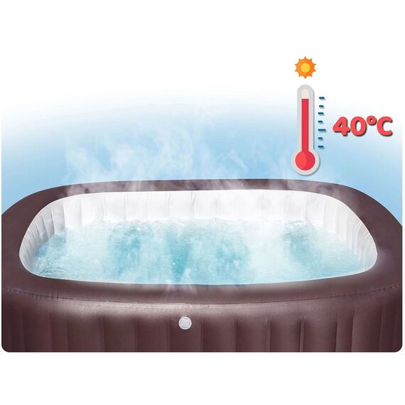 ​Piscina gonflabila, jacuzzi, Bestway Lay-Z Maldives Pro, pompa de filtrare incorporata, filtru pompa tip VI, lumini LED in 7 culori, prelata, apa incalzita la 40°, 5-7 persoane, 1050 l, 201 x 151 x 80 cm, maro-poza 6-Dacenergy.ro