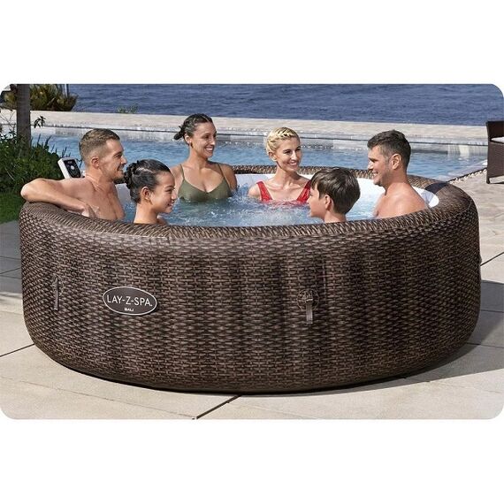 ​Piscina gonflabila, jacuzzi, Lay-Z Bali Brown Bestway, pompa de filtrare incorporata, prelata, 7 persoane, apa incalzita la 40°, sistem inovator AirJet™, panou de control si aplicatie, 1260 l, 216 x 216 x 71 cm-poza 8-Dacenergy.ro