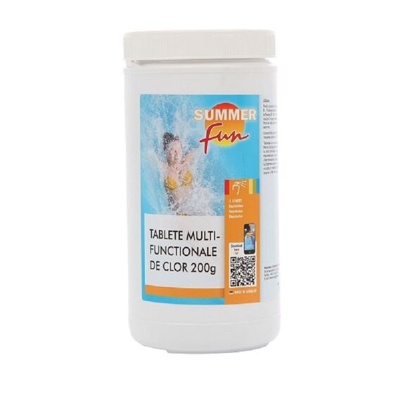 Clor multifunctional tablete de 200 grame Summer Fun, pentru clorulare lenta, pentru apa piscina, 1 kg-Dacenergy.ro