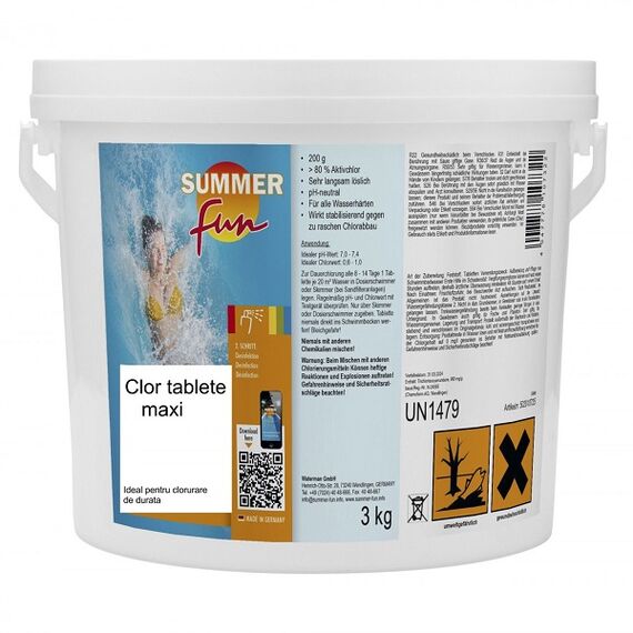 ​Clor tablete, utilizat pentru dezinfectia apei din piscina, 3 kg-Dacenergy.ro