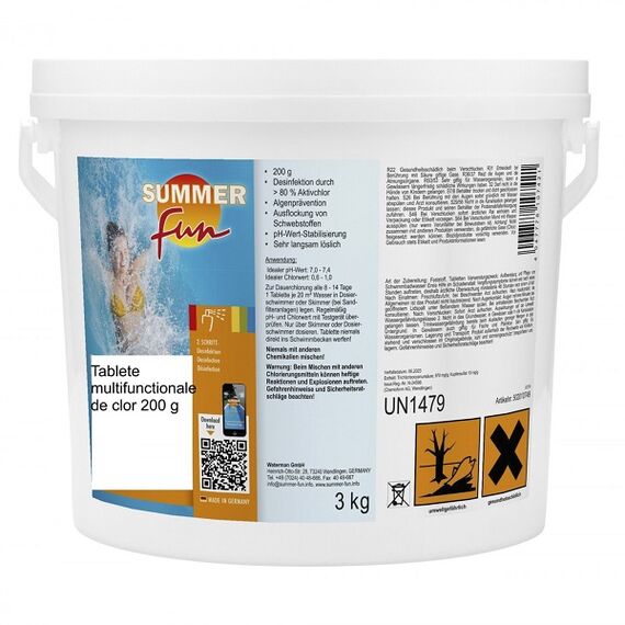​Tablete multifunctionale de clor, utilizat pentru dezinfectia apei din piscina, 3 kg-Dacenergy.ro