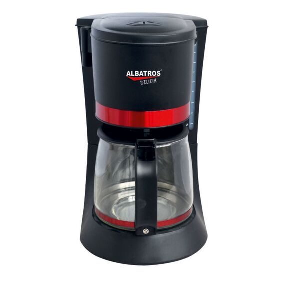 ​Cafetiera, putere 680 W, 1.2 l, capacitate 10 cesti, functie antipicurare, buton pornit/oprit, negru si rosu-Dacenergy.ro