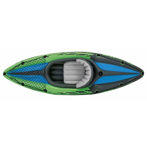 ​Caiac gonflabil Intex, fabricat din PVC, rezistent la soare si apa sarata, paleta din aluminiu, 2 camere de aer, o persoana, sarcina maxima 100 kg, 274 x 76 x 33 cm, verde-poza 2-Dacenergy.ro