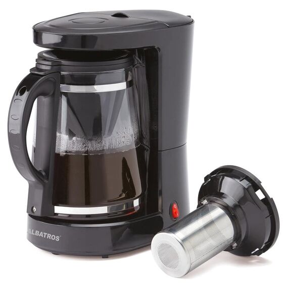 Cafetiera 2 in 1, 680 W, 1.2 l, capacitate 10 cesti, infuzor pentru ceai, oprire automata, negru-poza 2-Dacenergy.ro