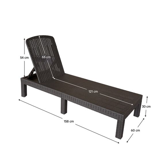​Sezlong de gradina DacEnergy©, realizat din plastic, 4 pozitii de inclinare a spatarului, pliabil, 60 x 158 x 30 cm, maro-poza 2-Dacenergy.ro