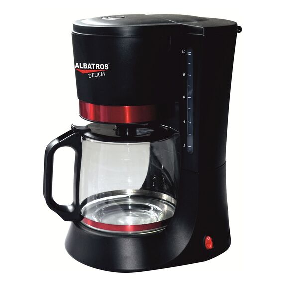 ​Cafetiera, putere 680 W, 1.2 l, capacitate 10 cesti, functie antipicurare, buton pornit/oprit, negru si rosu-poza 2-Dacenergy.ro