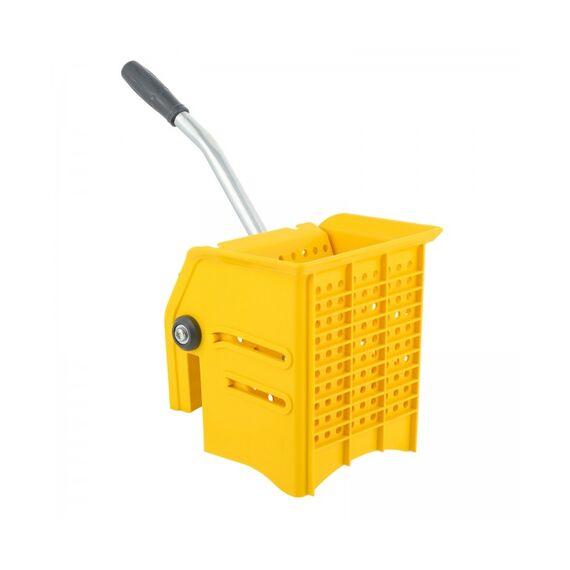Carucior de curatenie DacEnergy©, plastic durabil, capacitate dubla, 10 si 24 l, storcator profesional pentru mop, patru roti, maner ergonomic, galben, Culoare: Galben-poza 3-Dacenergy.ro