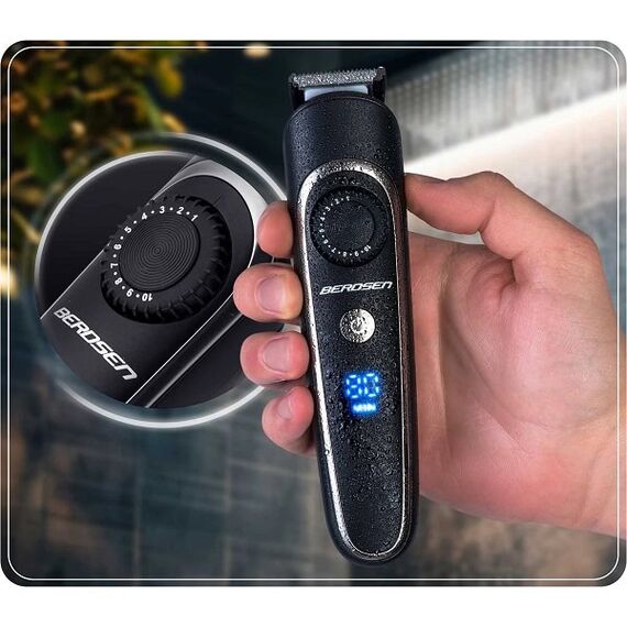 ​Aparat de tuns, cu lama de otel, functia Travel Lock, 10 viteze de rotatie, 6 capete functionale si 7 accesorii pieptene, Li-Ion 3.7V 800mAh, afisaj LCD, timp de functionare 1,5 ore, 5 W, negru-poza 3-Dacenergy.ro