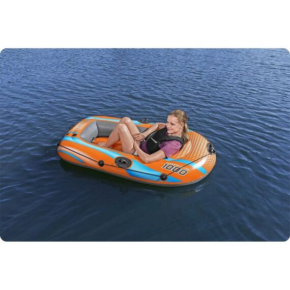 ​Barca gonflabila Bestway, fabricat din PVC, 3 camere de aer, 1 persoana, sarcina maxima 80 kg, 162 x 96 cm, portocaliu, Capacitate persoane	: 1-poza 3-Dacenergy.ro