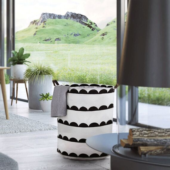 Cos pentru rufe DacEnergy©, realizat din tesatura poliester 100%, functional, practic, pliabil, cu model, 40x40x50 cm, alb, Culoare: Alb-poza 3-Dacenergy.ro