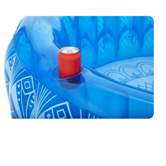 ​Piscina gonflabila pentru copii Bestway, confectionata din vinil, capacitate 401 l, 2 suporturi pentru pahare, model boho frumos, diametru 168 cm, albastru-poza 4-Dacenergy.ro