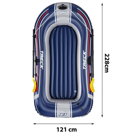 ​Barca gonflabila Bestway, PVC durabil, 3 camere de aer, 2 adulti, 2 vasle din plastic, sarcina maxima 170 kg, pompa de picior, 228 x 121 cm, albastra-poza 4-Dacenergy.ro