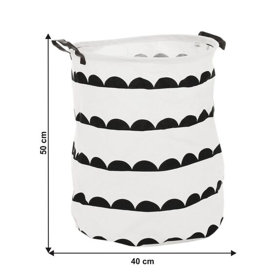 Cos pentru rufe DacEnergy©, realizat din tesatura poliester 100%, functional, practic, pliabil, cu model, 40x40x50 cm, alb, Culoare: Alb-poza 5-Dacenergy.ro