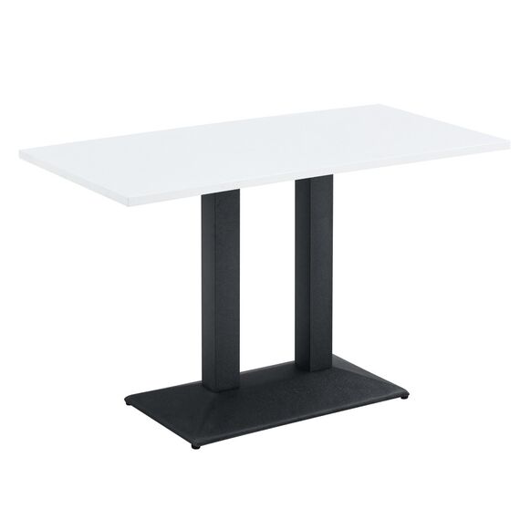 ​Masa de sufragerie bistro DacEnergy©, baza metalica in finisaj negru, blatul din DTD laminat, 120 x 60 x 75 cm, alb, Culoare: Alb, Negru-Dacenergy.ro
