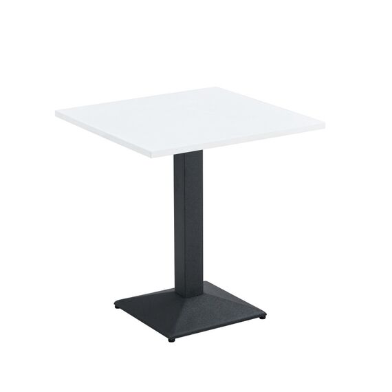 ​Masa de sufragerie bistro DacEnergy©, baza metalica in finisaj negru, blatul din DTD laminat, 70 x 70 x 75 cm, alb-Dacenergy.ro