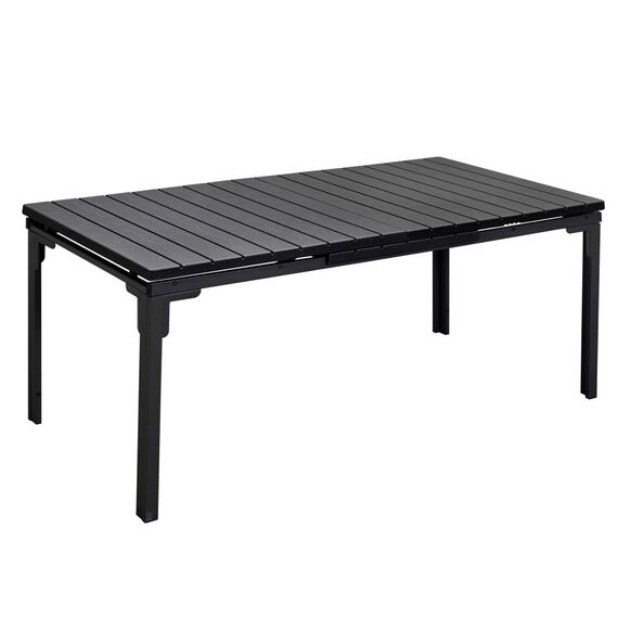 ​Masa de gradina DacEnergy©, constructie masiva si stabila din otel, blatul din plastic, extensibila, 180-240x89,5x72,5-76,3 cm, neagra-Dacenergy.ro