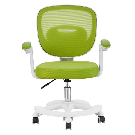 ​Scaun birou copii DacEnergy©, realizat din plasa si plastic, inaltimea reglabila a partii de sezut, suport pentru picioare, cotierele pliabile tapitate, 59 x 50 x 81-91 cm, verde si alb, Culoare: Alb, Verde-poza 2-Dacenergy.ro