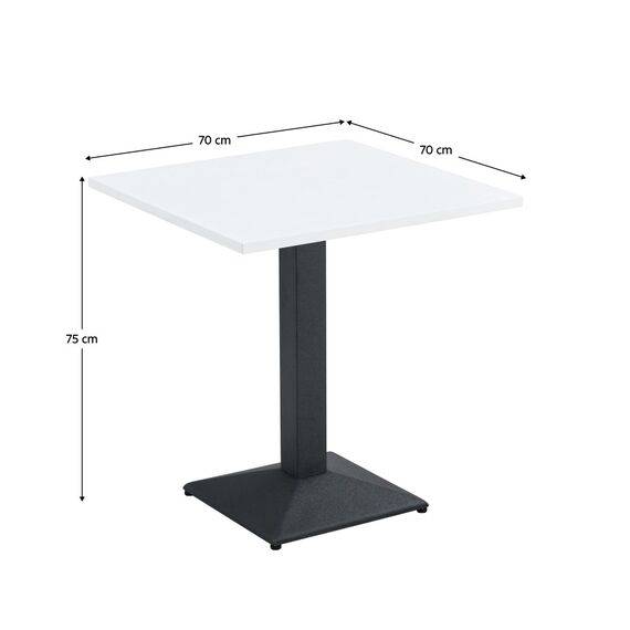 ​Masa de sufragerie bistro DacEnergy©, baza metalica in finisaj negru, blatul din DTD laminat, 70 x 70 x 75 cm, alb-poza 2-Dacenergy.ro