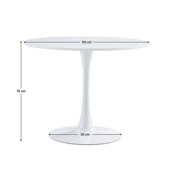 ​Masa bucatarie DacEnergy©, realizat din MDF, fixa, rotunda, design modern, diametru 110 cm, alb mat, Culoare: Alb-poza 2-Dacenergy.ro