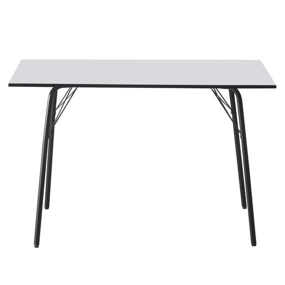 ​Masa dining DacEnergy©, fabricat din MDF, patru picioare negre metalice, design clasic, 4 persoane, 120 x 75 x 75 cm, alba, Culoare: Alb, Negru-poza 2-Dacenergy.ro