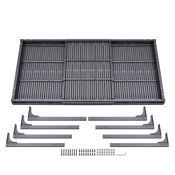 ​Masa de gradina DacEnergy©, constructie masiva si stabila din otel, blatul din plastic, extensibila, 180-240x89,5x72,5-76,3 cm, neagra-poza 2-Dacenergy.ro