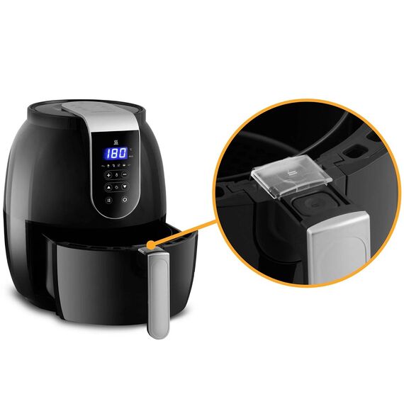Friteuza cu aer, cos din otel inoxidabil acoperit cu teflon, panou de control al temperaturii, cu display, putere 1300 W, capacitate cos 2,6 kg, negru si argintiu-poza 3-Dacenergy.ro
