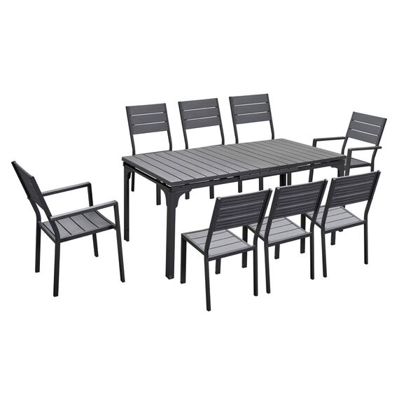 ​Masa de gradina DacEnergy©, constructie masiva si stabila din otel, blatul din plastic, extensibila, 180-240x89,5x72,5-76,3 cm, neagra-poza 3-Dacenergy.ro