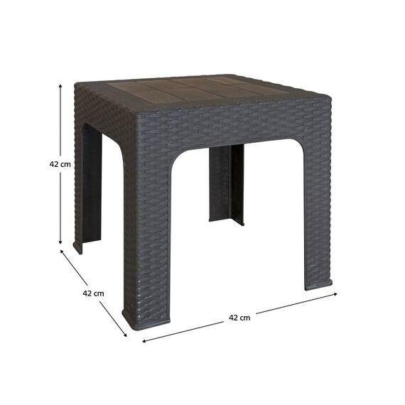 ​Masa auxiliara de gradina DacEnergy©, fabricata din plastic, pentru depozitarea lucrurilor mici, 42 x 42 x 42 cm, maro-poza 4-Dacenergy.ro