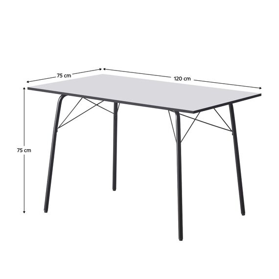 ​Masa dining DacEnergy©, fabricat din MDF, patru picioare negre metalice, design clasic, 4 persoane, 120 x 75 x 75 cm, alba, Culoare: Alb, Negru-poza 4-Dacenergy.ro