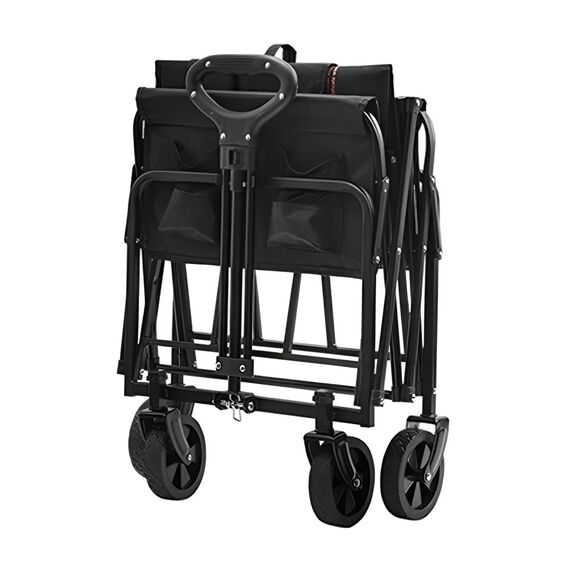 ​Carucior de transport DacEnergy©, fabricat din otel masiv si tesatura Oxford, pliabil, maner reglabil pe inaltime, 2 roti fixe si 2 pivotante, 48 x 76 x 67/87 cm, negru-poza 4-Dacenergy.ro