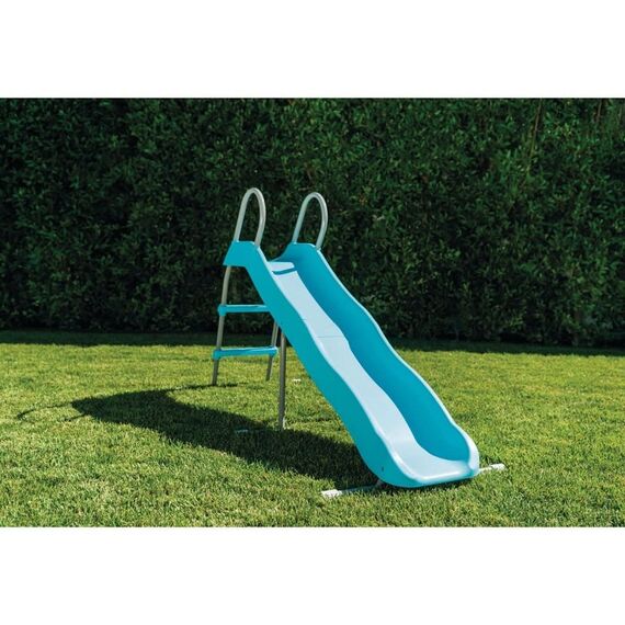 ​Tobogan copii Intex, fabricat din polipropilena, scara metalica, rezistent la apa, 196 x 84 x 119 cm, culoarea albastru si gri-poza 5-Dacenergy.ro