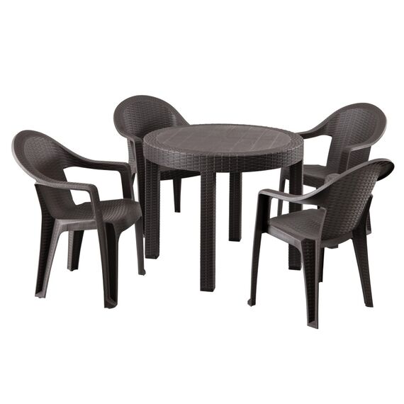 ​Masa de gradina DacEnergy©, fabricata din plastic, cu orificiu pentru umbrela, pentru 2-4 persoane, 90 x 73 cm, maro-poza 5-Dacenergy.ro