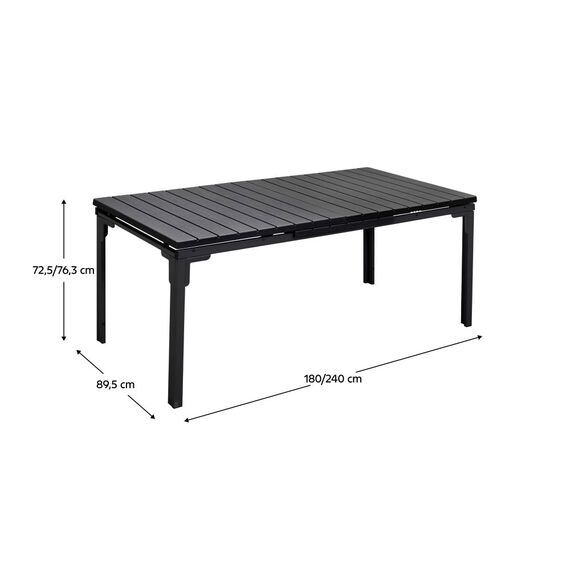 ​Masa de gradina DacEnergy©, constructie masiva si stabila din otel, blatul din plastic, extensibila, 180-240x89,5x72,5-76,3 cm, neagra-poza 5-Dacenergy.ro