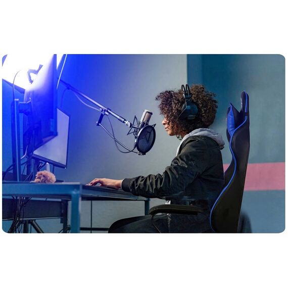 Scaun gaming DacEnergy©, design modern, ergonomic, cotiere rezistente, perna lombara conturata, roti cauciucate, inaltimea si spatarul reglabil, 123x 64,5 cm, negru si albastru ​, Culoare: Albastru, Negru-poza 8-Dacenergy.ro