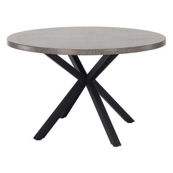 Masa bucatarie DacEnergy©, structura din MDF si metal, blatul realizat din MDF, stil industrial, fixa, gri carbon si negru, diametru 120 cm, Culoare: Gri, Negru-Dacenergy.ro