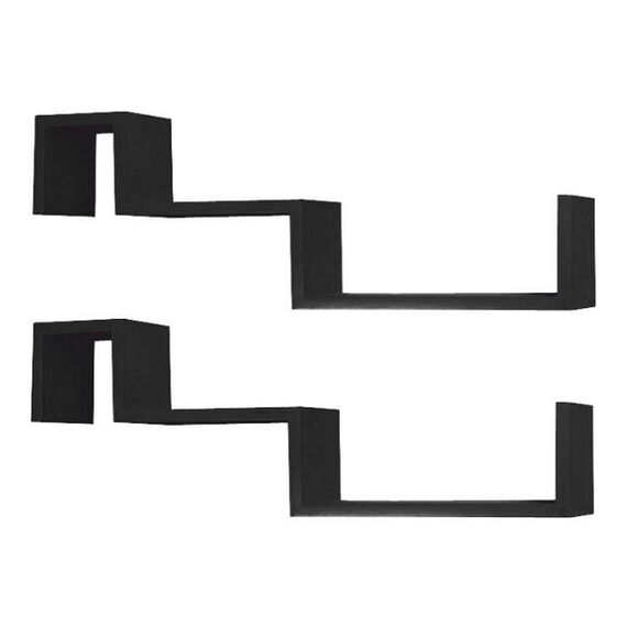 Set polite DacEnergy©, realizat din MDF folie, 2 bucati, de perete, design inedit, 77x10x27,5 cm, negru-Dacenergy.ro