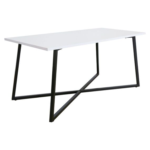 ​Masuta de cafea DacEnergy©, din MDF laminat, constructie metalica, dreptunghiulara, design geometric atragator, 100 x 50 x 47 cm, alba si neagra ​-Dacenergy.ro