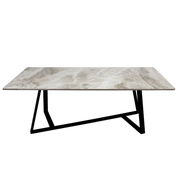 Masuta de living DacEnergy©, realizat din placaj, piatra sinterizata si otel carbon, forma dreptunghiulara, 120 x 60 x 42 cm, nuante de gri-Dacenergy.ro