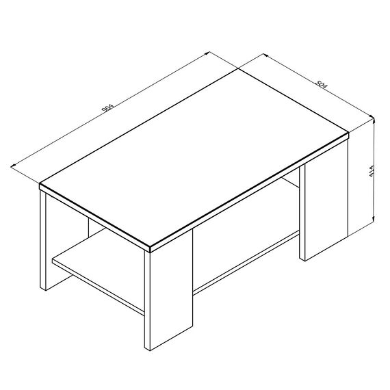 ​Masuta de living DacEnergy©, material PAL melaminat, doua blaturi, dreptunghiulara, stejar sonoma, 90.5 x 50.5 x 41.5 cm, 1C, Culoare: Stejar sonoma-poza 2-Dacenergy.ro