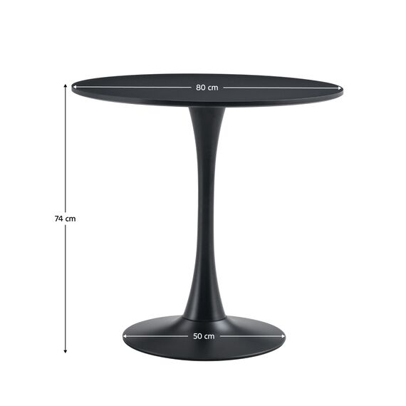 Masa bucatarie DacEnergy©, realizat din MDF negru, fixa, rotunda, design modern, diametru 80 cm, Culoare: Negru-poza 2-Dacenergy.ro