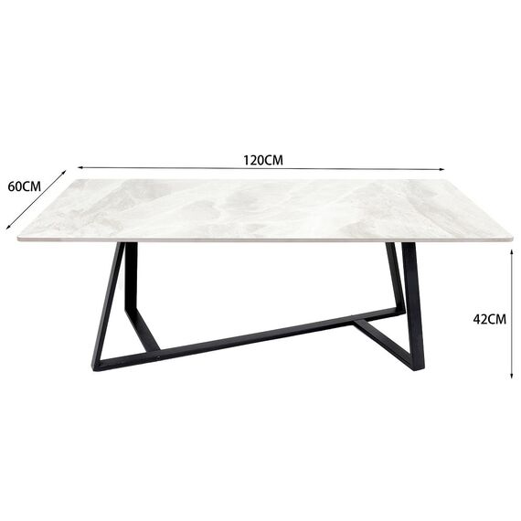 Masuta de living DacEnergy©, realizat din placaj, piatra sinterizata si otel carbon, forma dreptunghiulara, 120 x 60 x 42 cm, nuante de gri-poza 2-Dacenergy.ro
