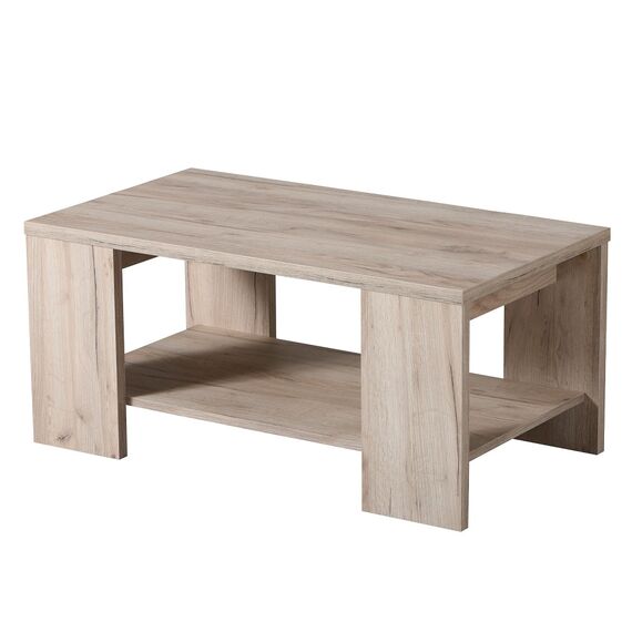Masuta cafea DacEnergy©, material PAL melaminat, design simplu, doua blaturi, forma dreptunghiulara, finisaj stejar gri, dimensiuni  90.5 x 50.5 x 41.5 cm, 1C, Culoare: Stejar gri-Dacenergy.ro