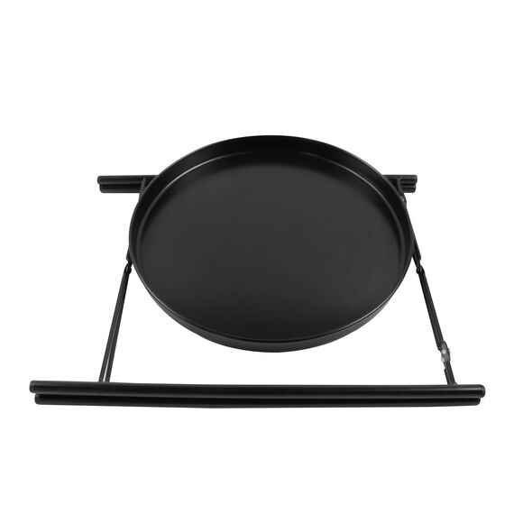 Masuta de cafea DacEnergy©, din metal, forma rotunda, cu blat adanc, picioare de sustinere, pliabila, 43 x 53.5 cm, negru-poza 2-Dacenergy.ro